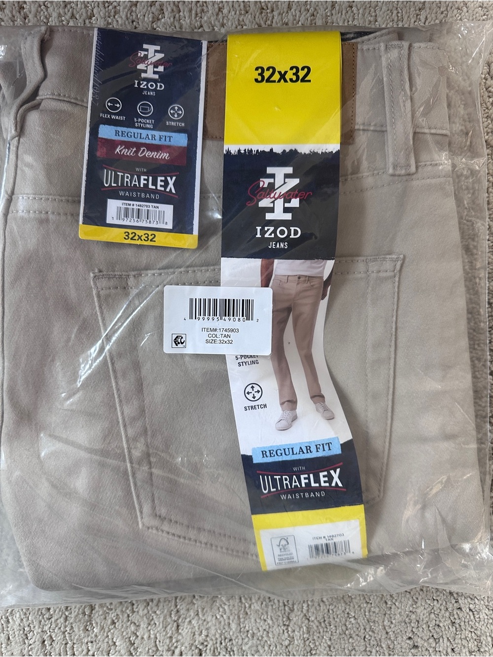 IZOD Men’s Regular Fit Ultraflex Knit Chinos - Tan